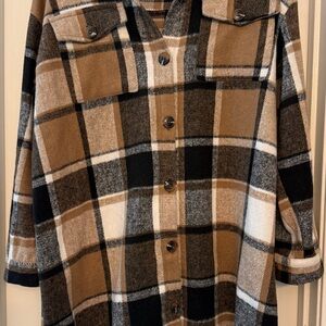 Women's Plaid Dress or Shacket in Black and Brown
